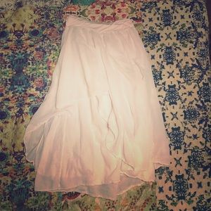 White Flowing Layered Long Skirt, Size Small